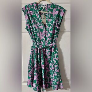 NWT Palm Rio Floral Green and Pink Dress